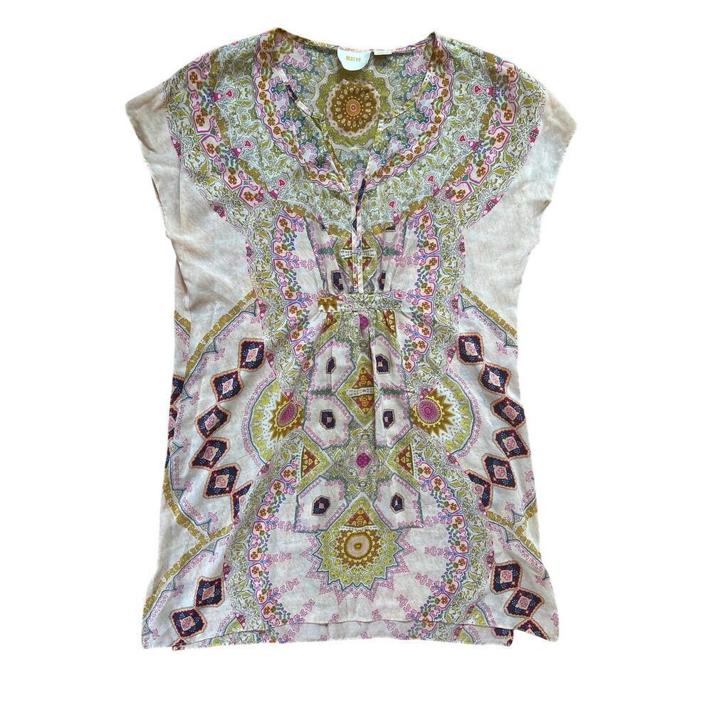 Anthropologie Maeve 100% Silk Dress Women’s Sz Small Petite Tunic Mandala